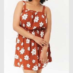 Plus size floral square neck dress